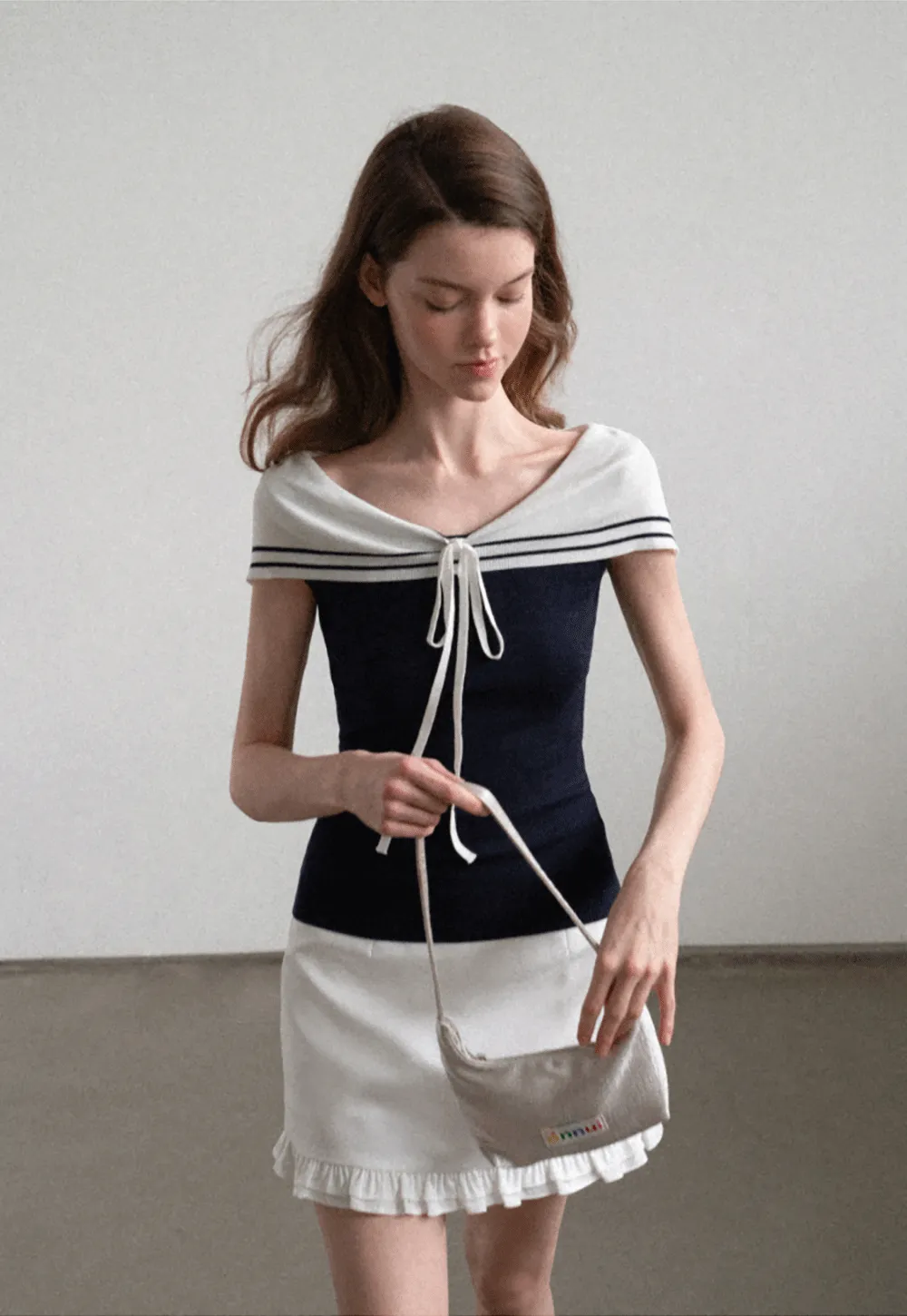 Off Shoulder Knot Detail Knit Sweater