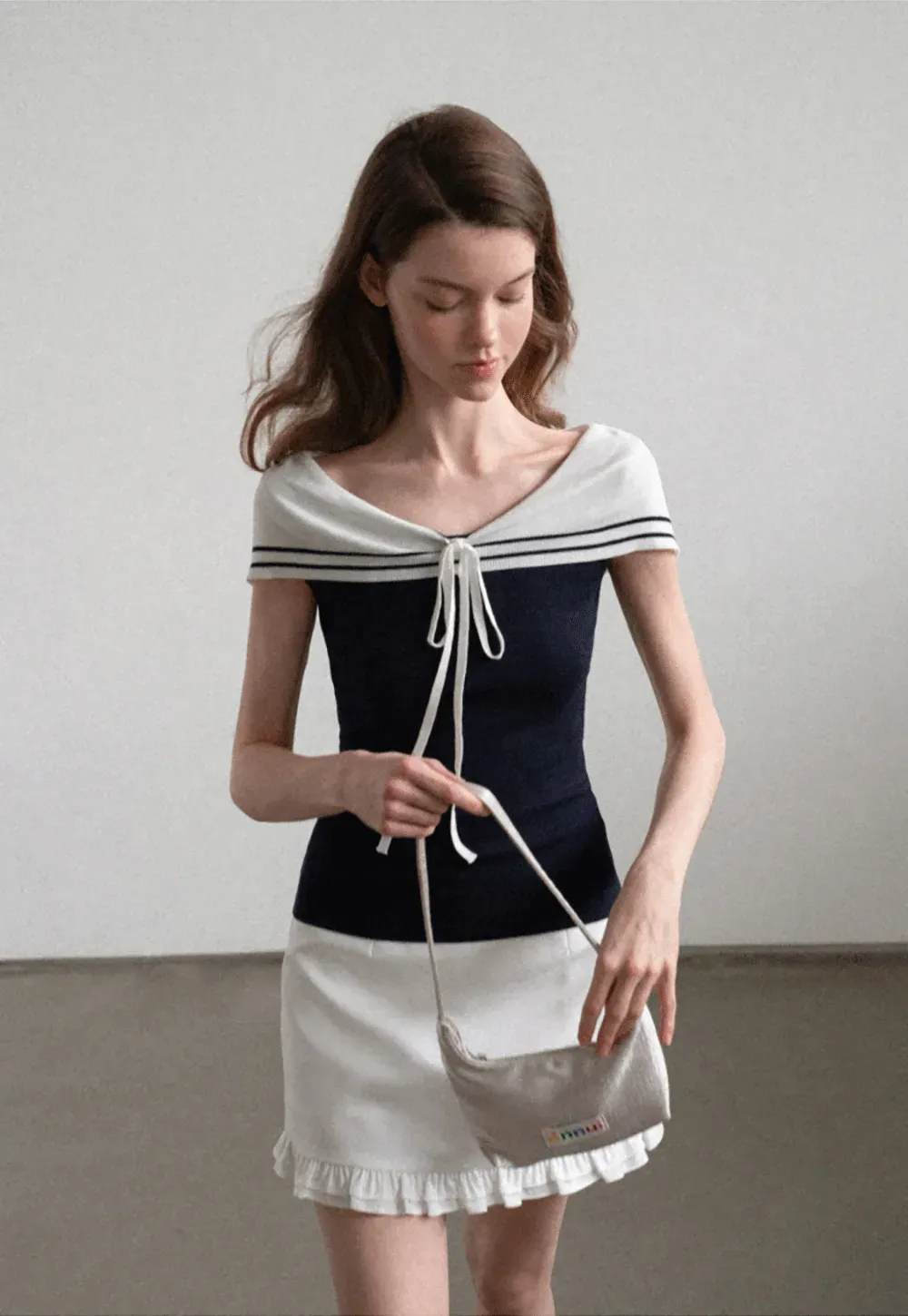 Off Shoulder Knot Detail Knit Sweater