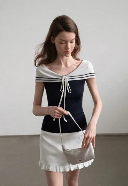 Off Shoulder Knot Detail Knit Sweater