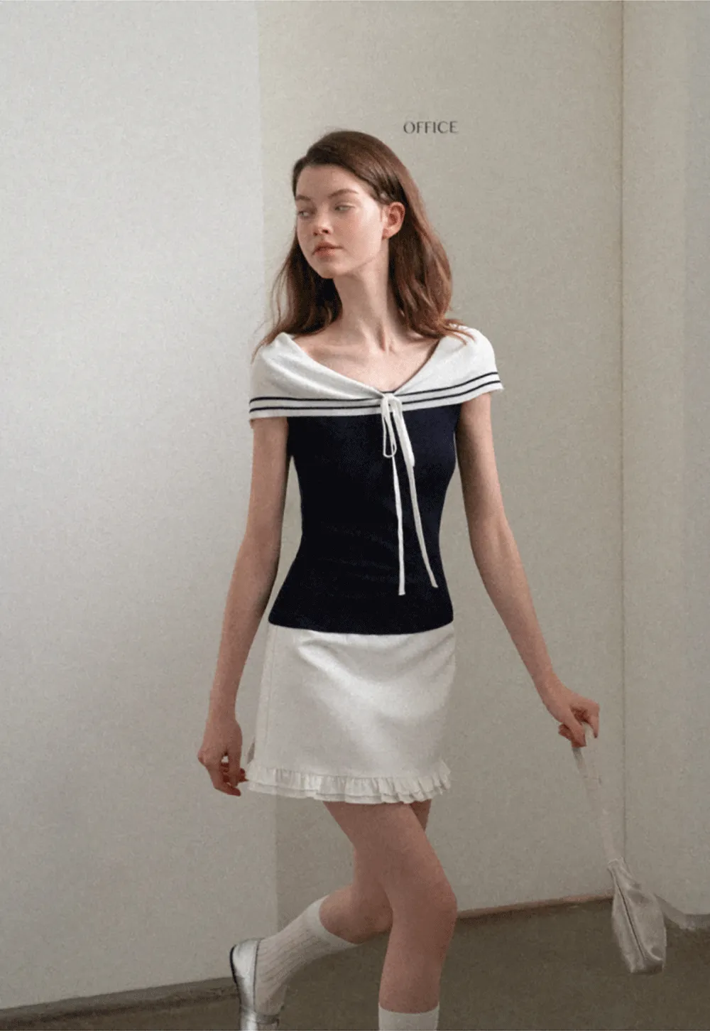 Off Shoulder Knot Detail Knit Sweater