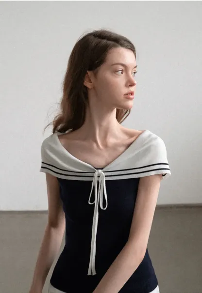 Off Shoulder Knot Detail Knit Sweater