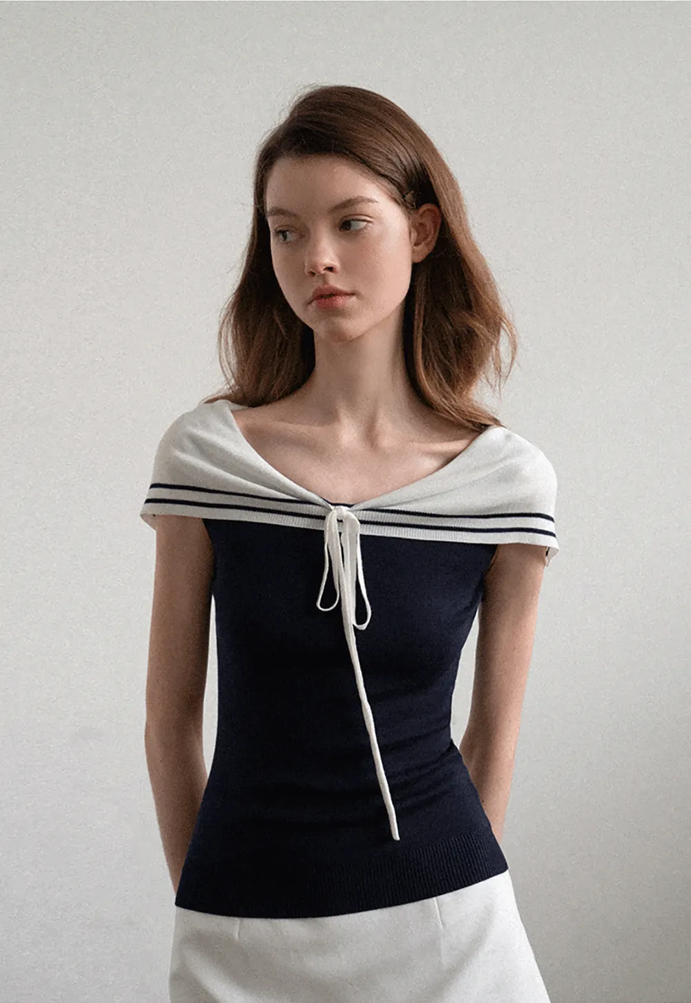 Off Shoulder Knot Detail Knit Sweater