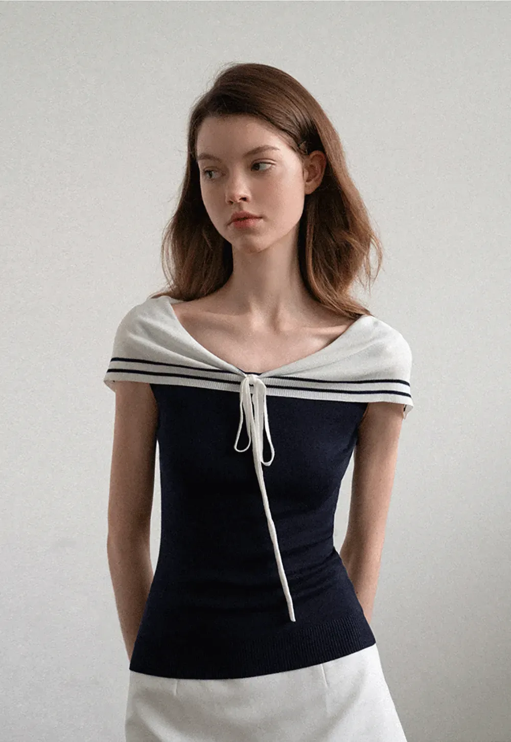 Off Shoulder Knot Detail Knit Sweater