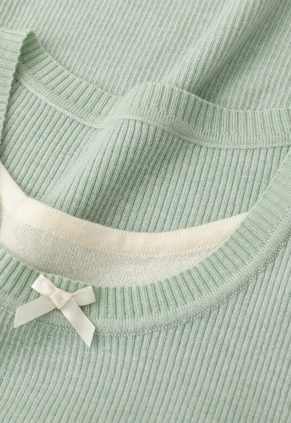 Contrast Trim Crew Neck Short Sleeve Knit Sweater