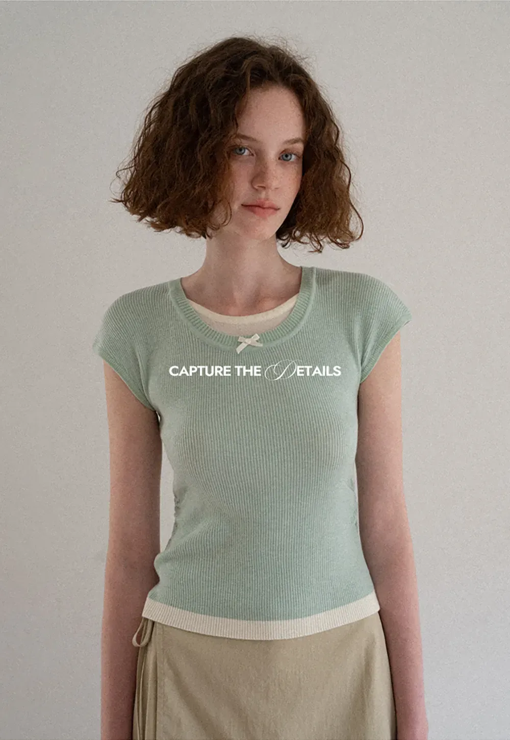 Contrast Trim Crew Neck Short Sleeve Knit Sweater