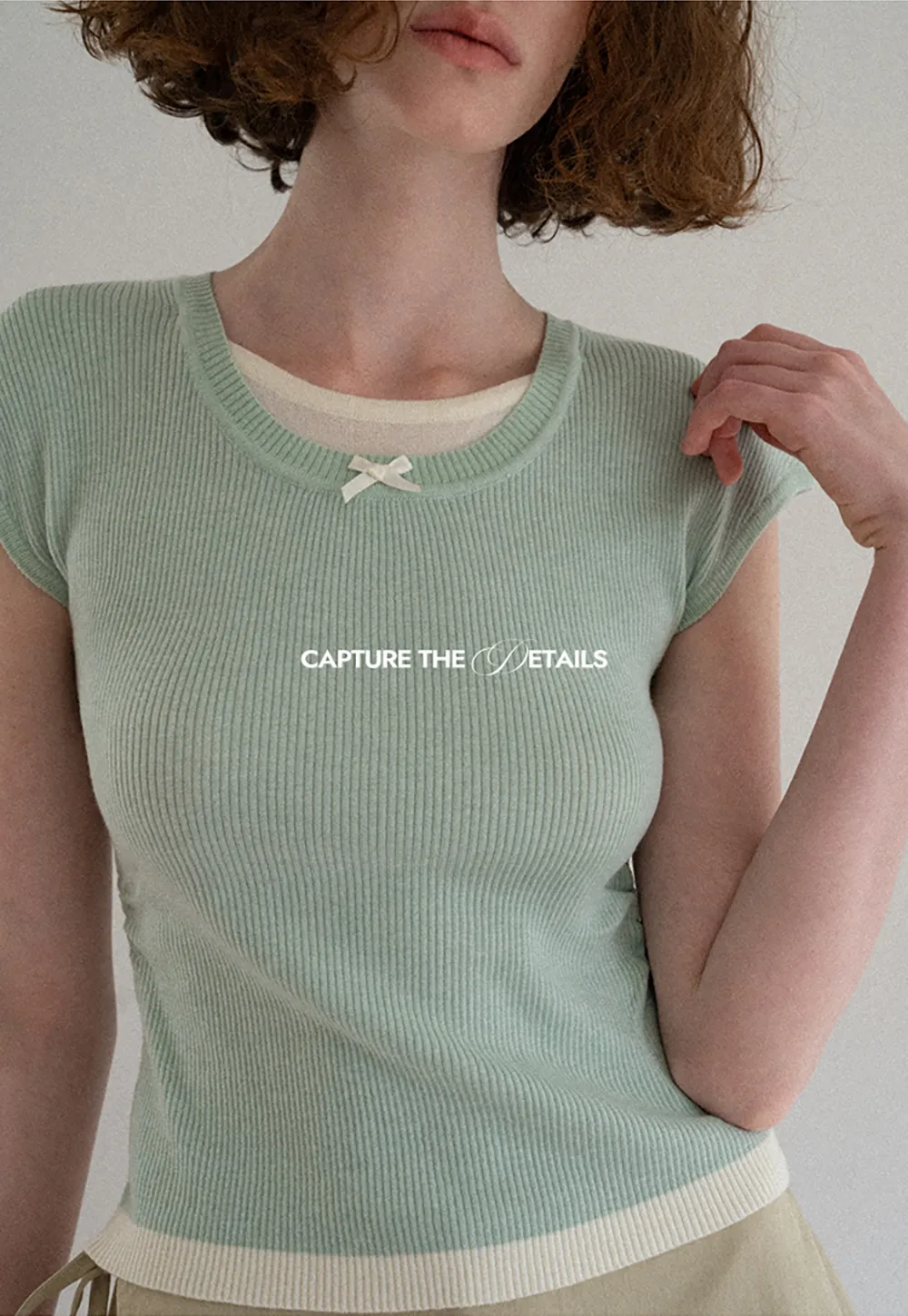 Contrast Trim Crew Neck Short Sleeve Knit Sweater