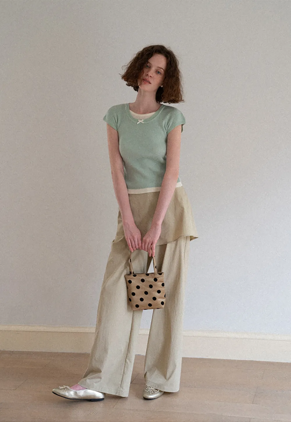 Contrast Trim Crew Neck Short Sleeve Knit Sweater