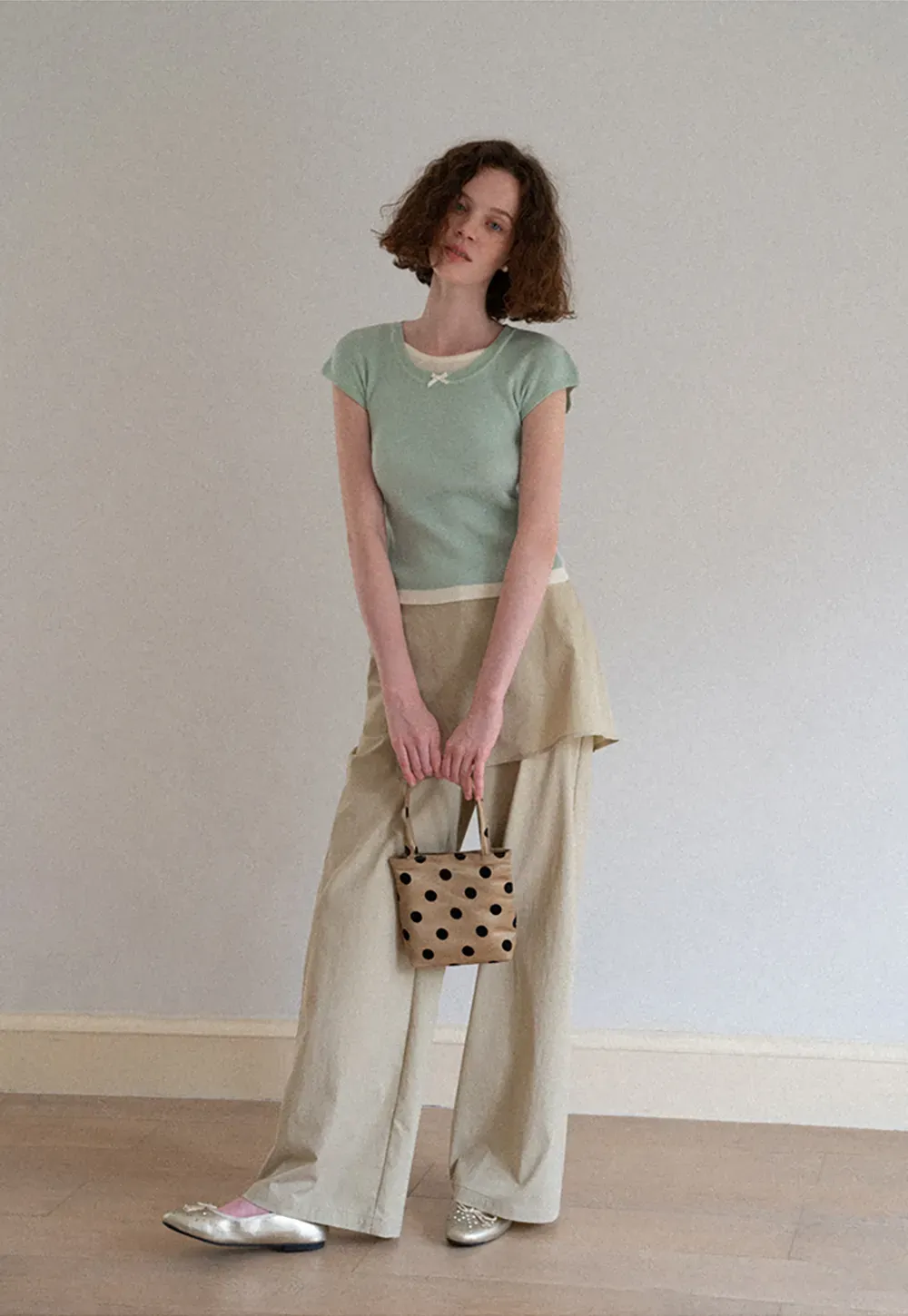 Contrast Trim Crew Neck Short Sleeve Knit Sweater