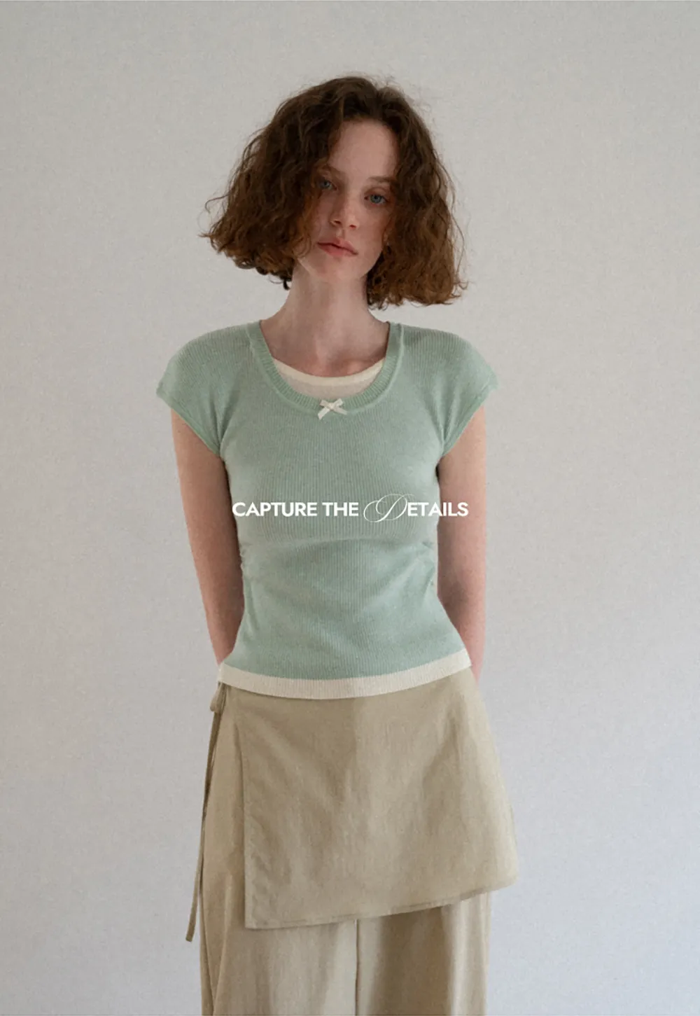 Contrast Trim Crew Neck Short Sleeve Knit Sweater