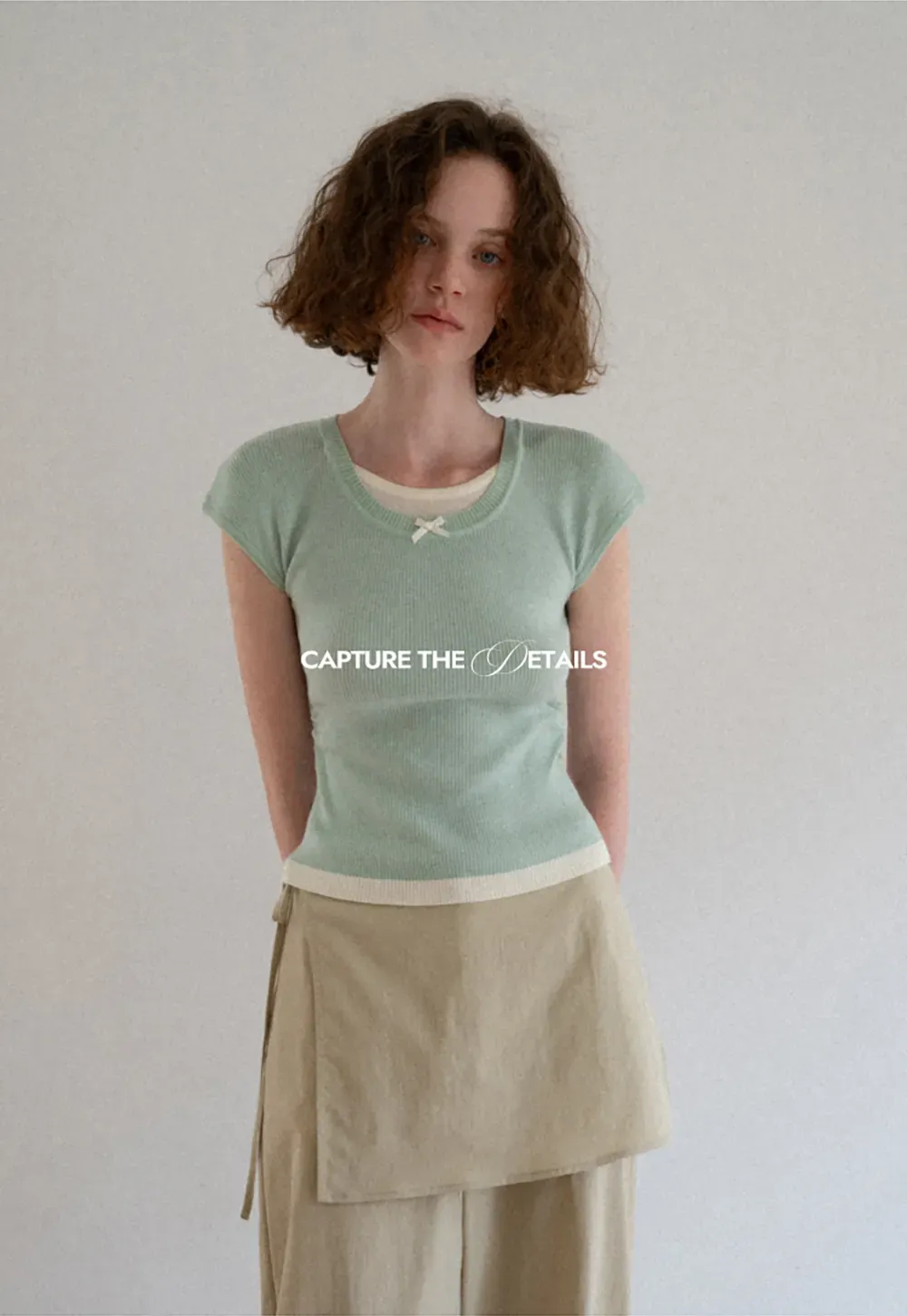 Contrast Trim Crew Neck Short Sleeve Knit Sweater