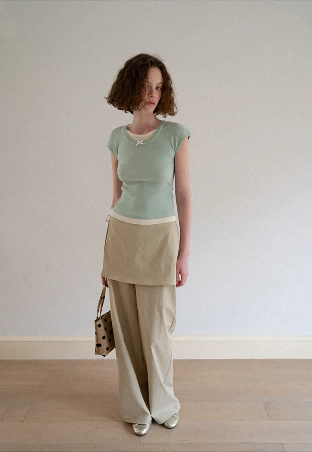 Contrast Trim Crew Neck Short Sleeve Knit Sweater