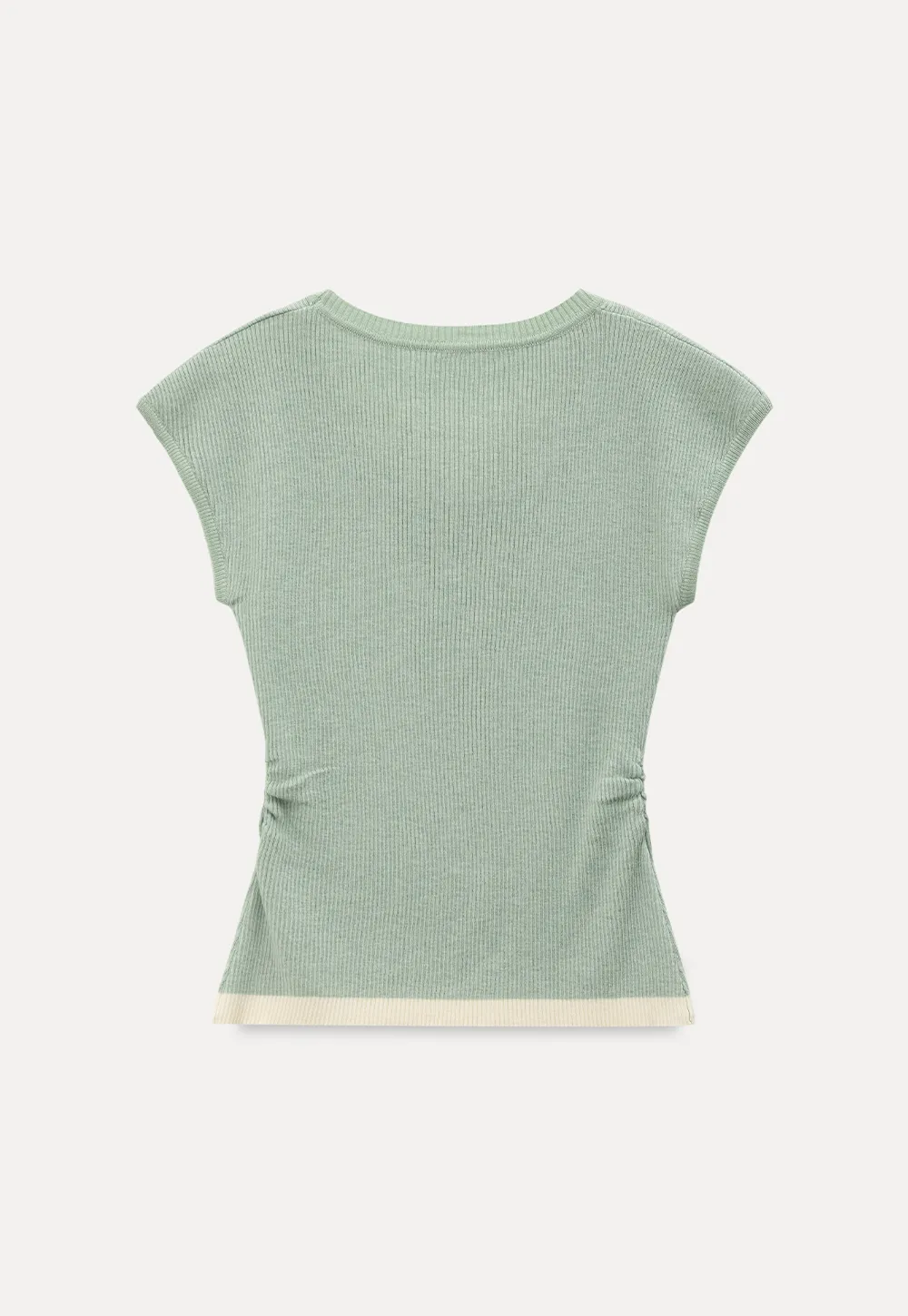 Contrast Trim Crew Neck Short Sleeve Knit Sweater