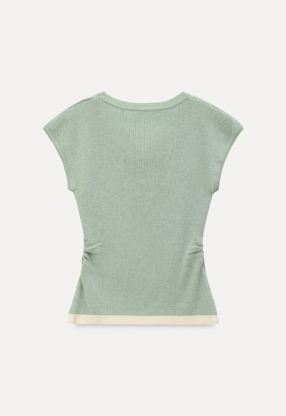 Contrast Trim Crew Neck Short Sleeve Knit Sweater