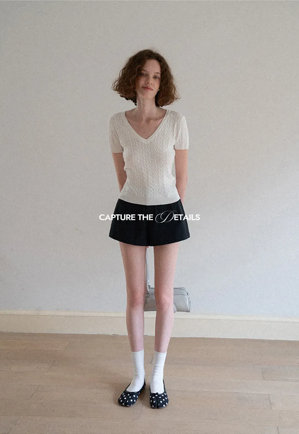 V Neck Cable Knit Short Sleeve Sweater