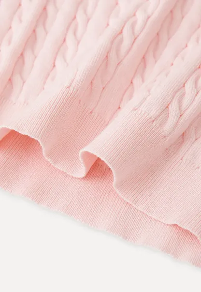 V Neck Cable Knit Short Sleeve Sweater