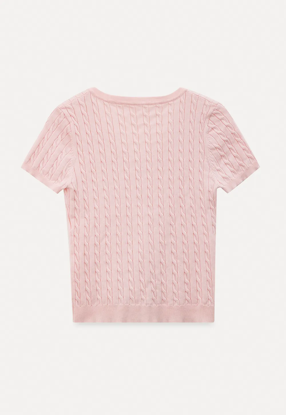 V Neck Cable Knit Short Sleeve Sweater