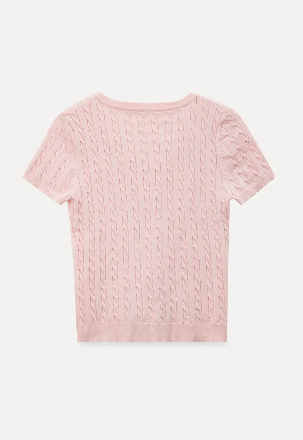 V Neck Cable Knit Short Sleeve Sweater