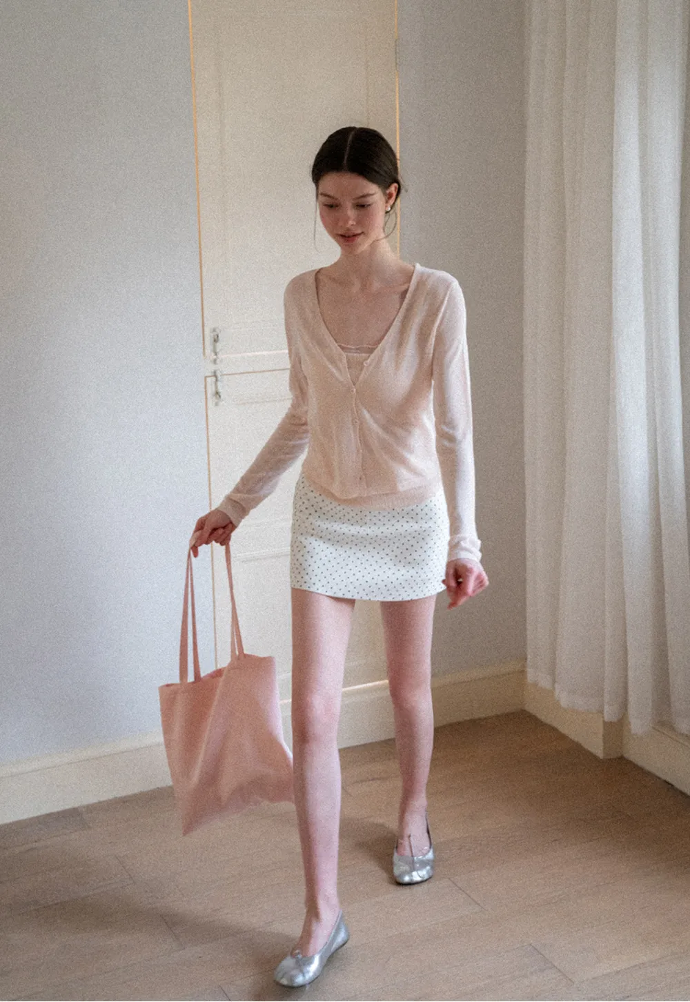 V Neck Button Front Knit Cardigan with Tank Top