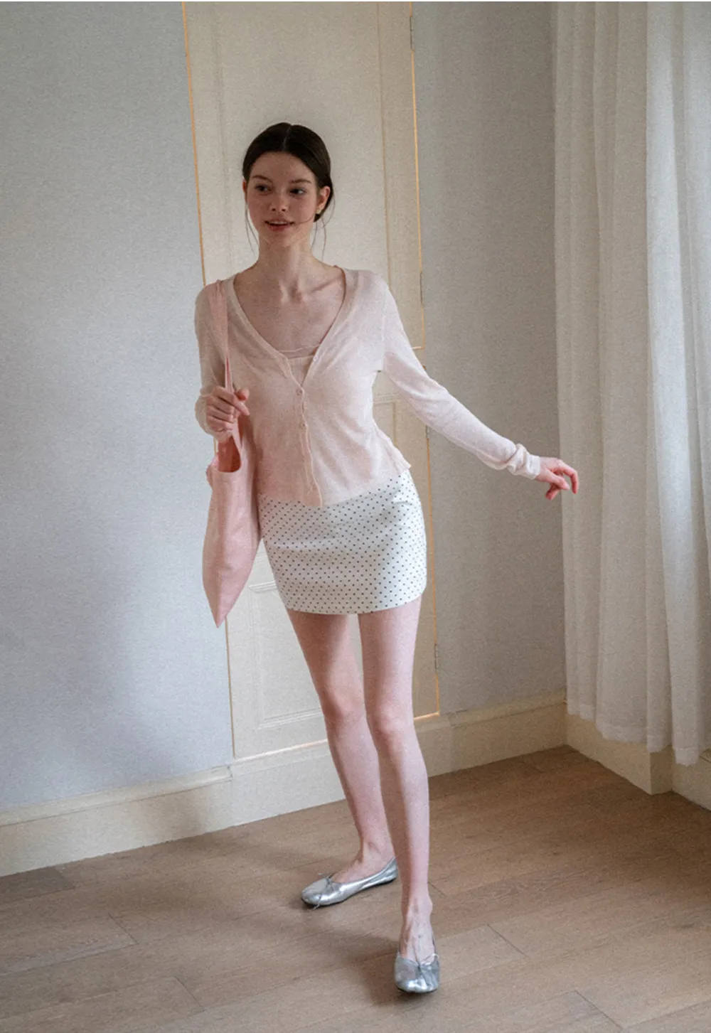 V Neck Button Front Knit Cardigan with Tank Top