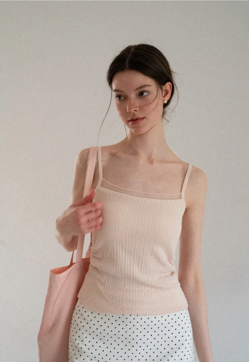 V Neck Button Front Knit Cardigan with Tank Top