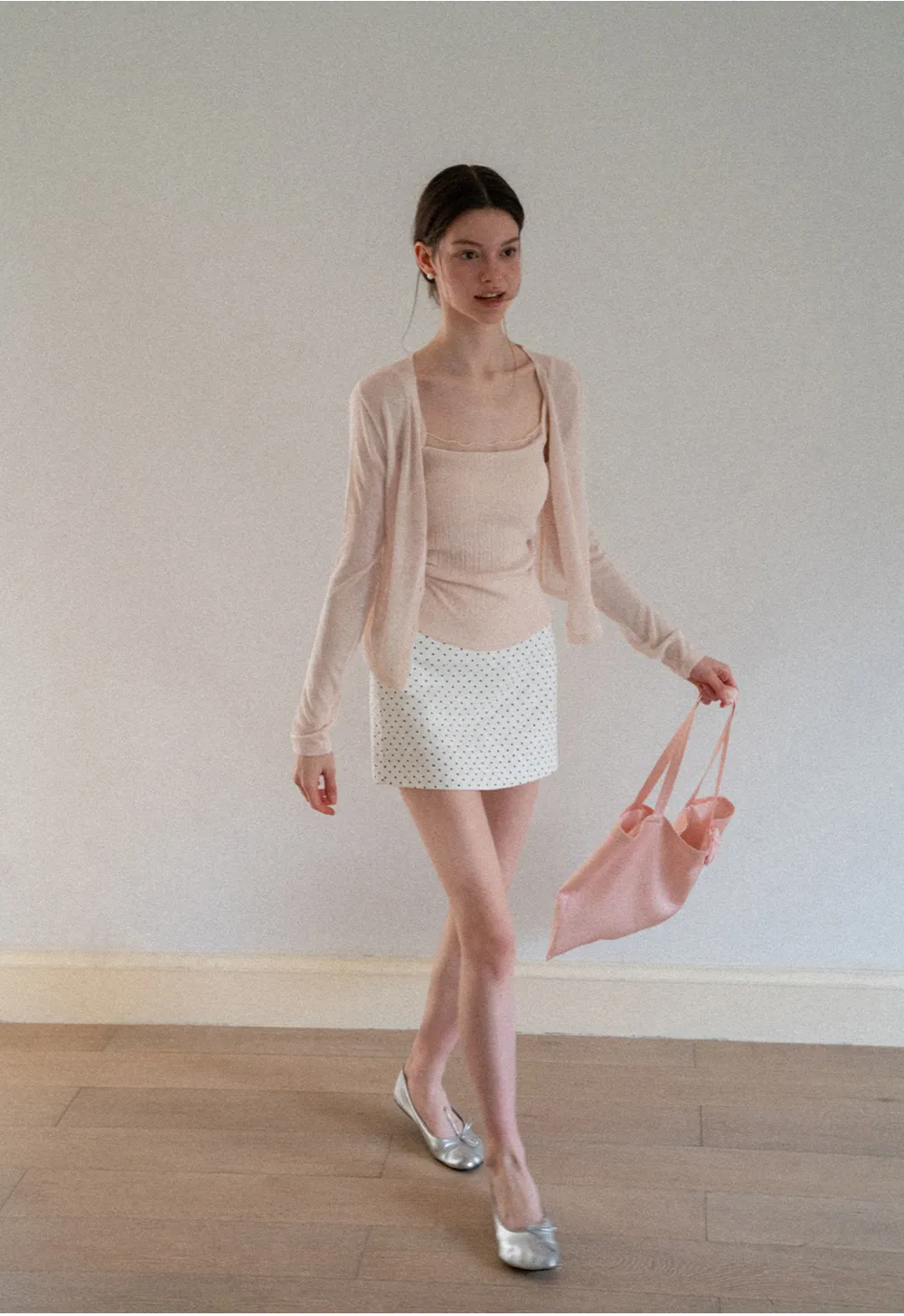 V Neck Button Front Knit Cardigan with Tank Top