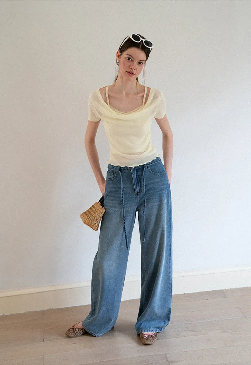 Cowl Neck Short Sleeve Woolen Knit Sweater