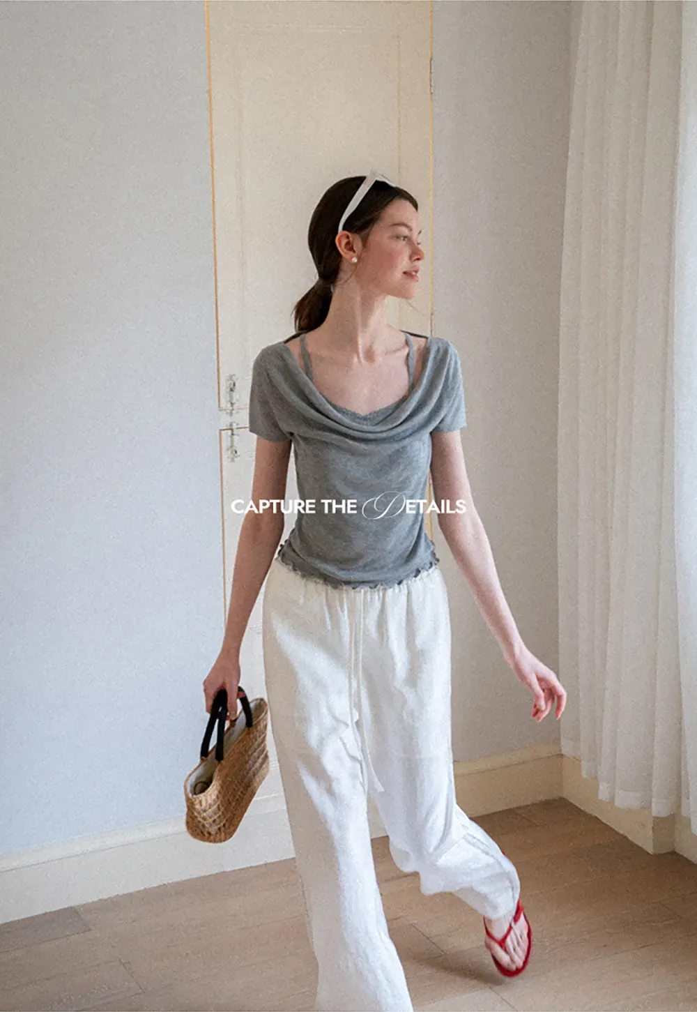 Cowl Neck Short Sleeve Woolen Knit Sweater