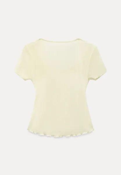 Cowl Neck Short Sleeve Woolen Knit Sweater