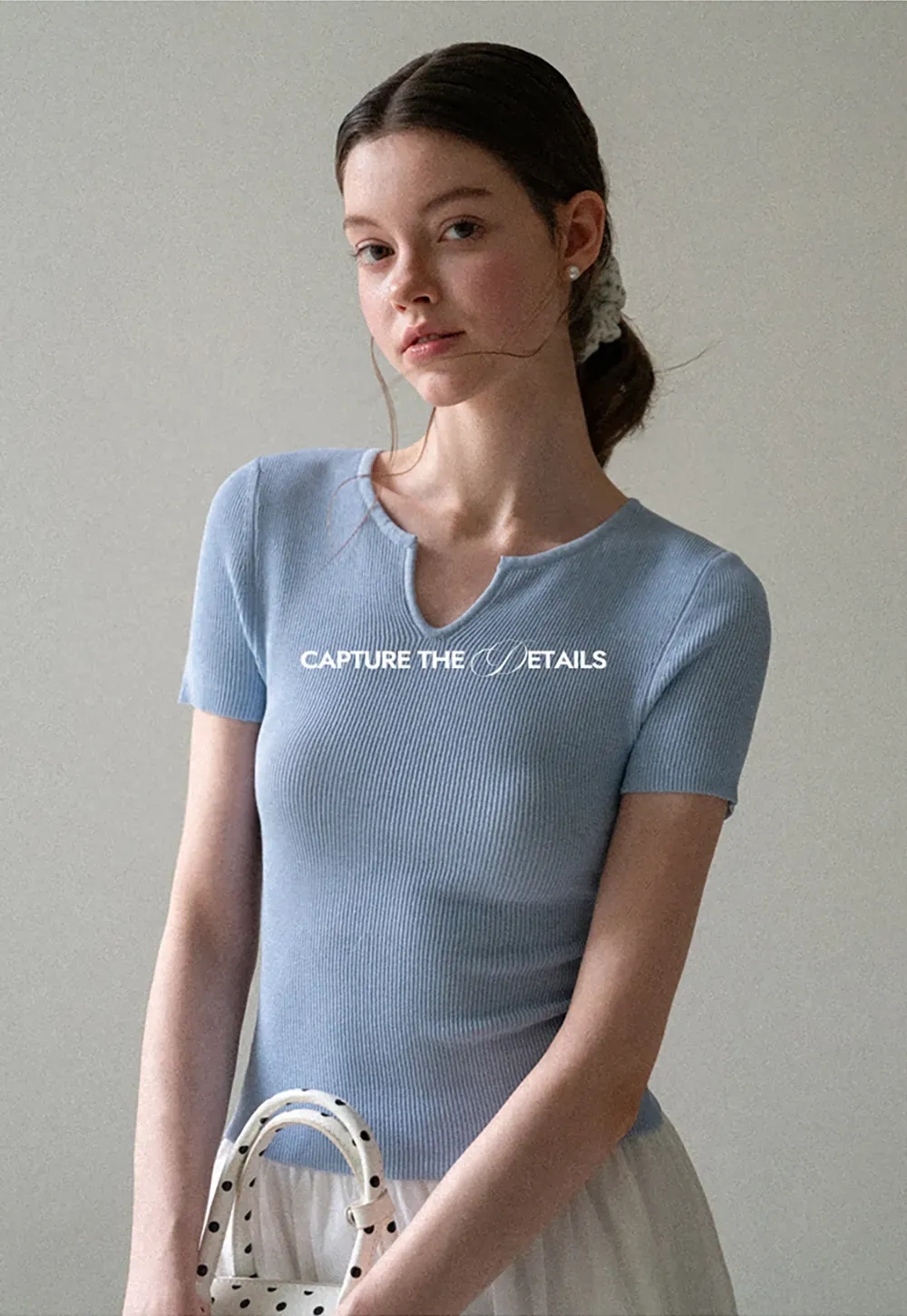 Ribbed Knit Short Sleeve Top