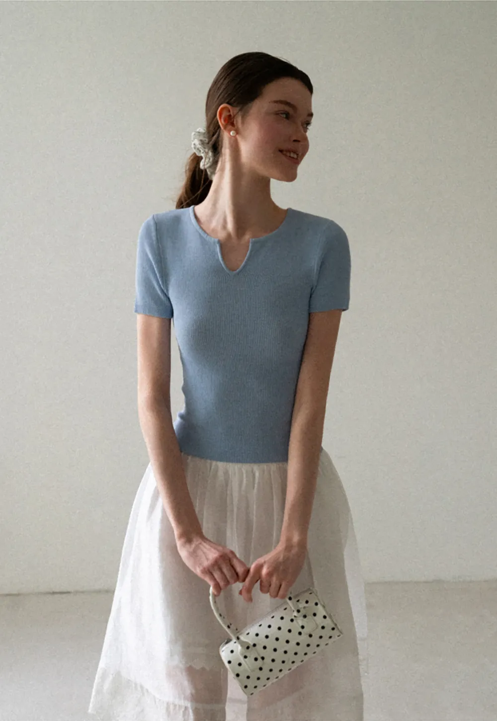 Ribbed Knit Short Sleeve Top