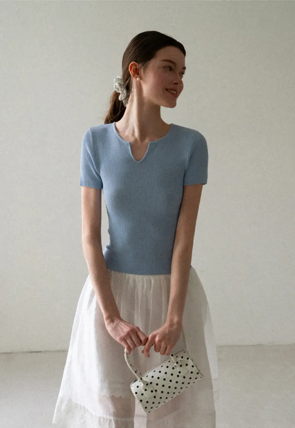 Ribbed Knit Short Sleeve Top