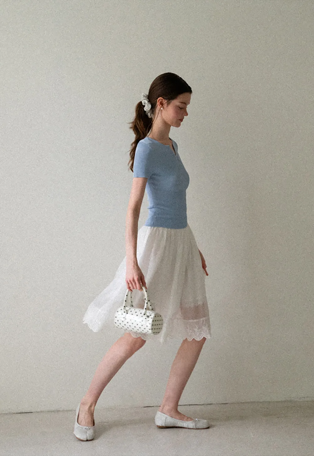 Ribbed Knit Short Sleeve Top