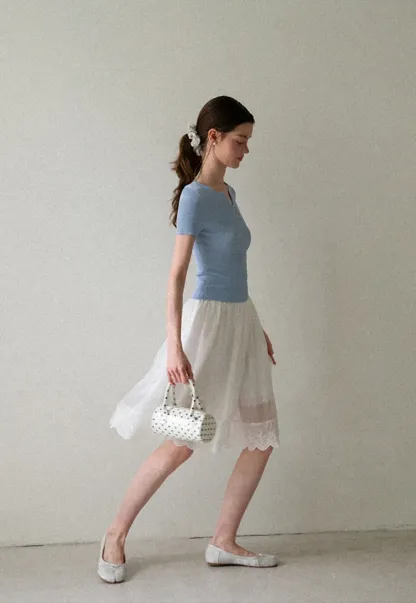 Ribbed Knit Short Sleeve Top