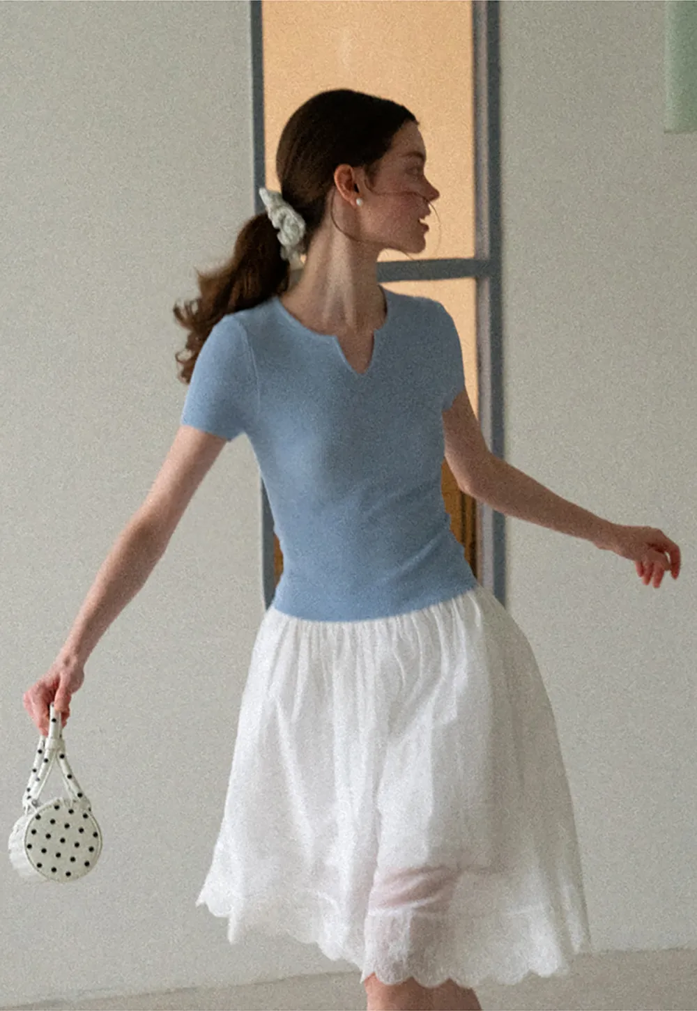 Ribbed Knit Short Sleeve Top