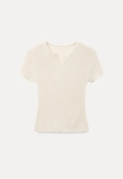 Ribbed Knit Short Sleeve Top