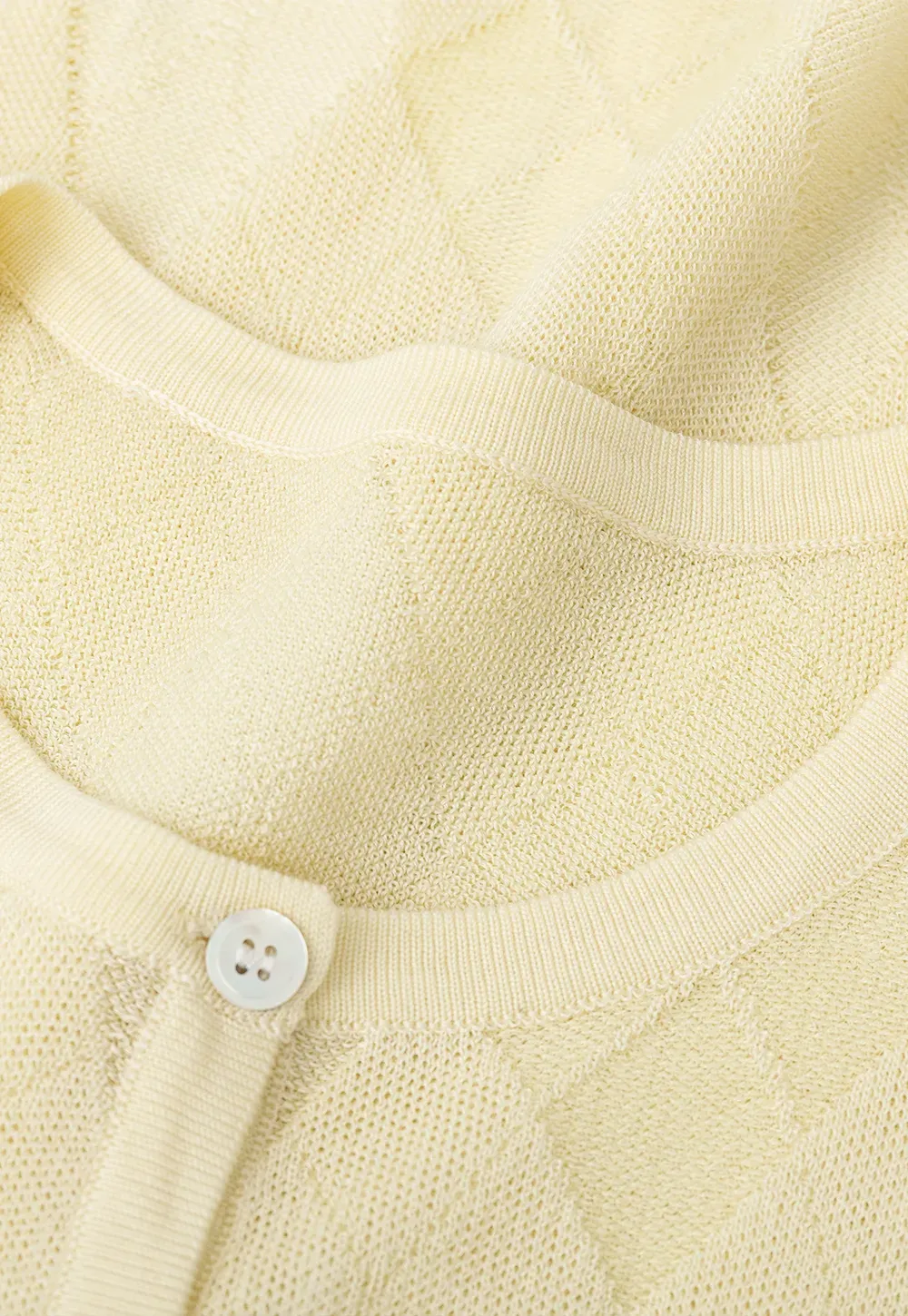 Diamond Knit Button Front Short Sleeve Sweater
