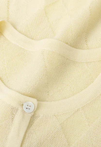 Diamond Knit Button Front Short Sleeve Sweater