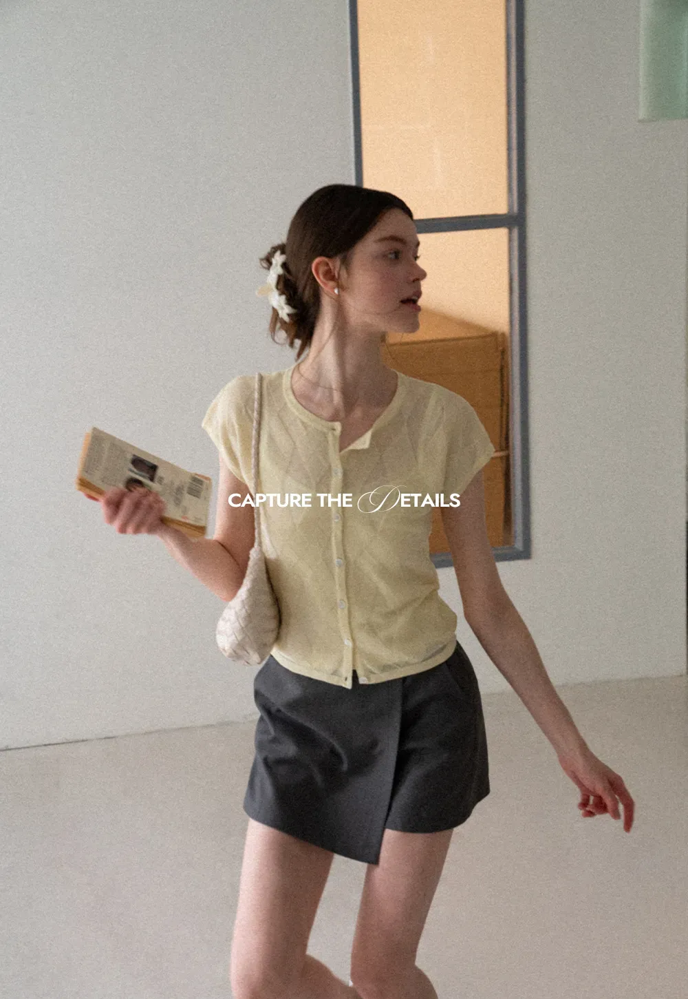 Diamond Knit Button Front Short Sleeve Sweater