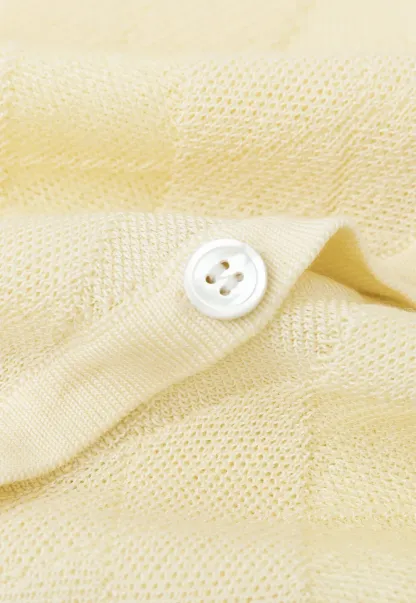 Diamond Knit Button Front Short Sleeve Sweater