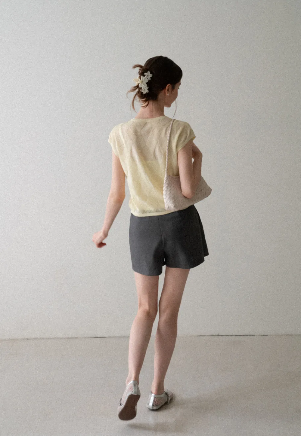 Diamond Knit Button Front Short Sleeve Sweater
