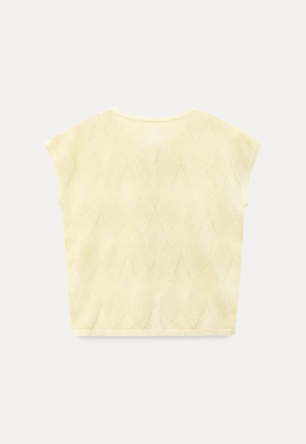 Diamond Knit Button Front Short Sleeve Sweater