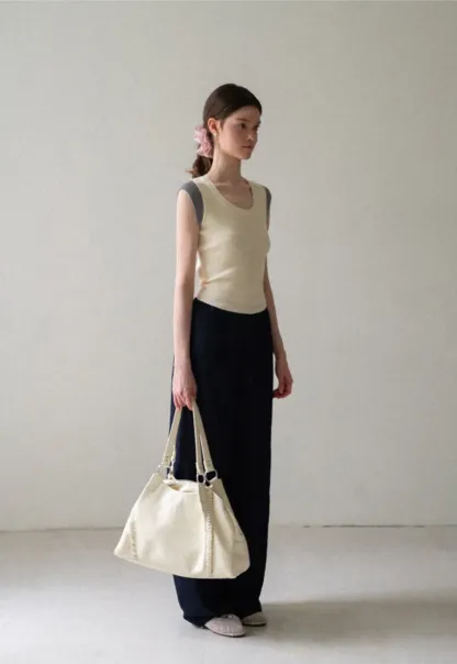 Contrast Shoulder Panel Knit Sleeveless Top