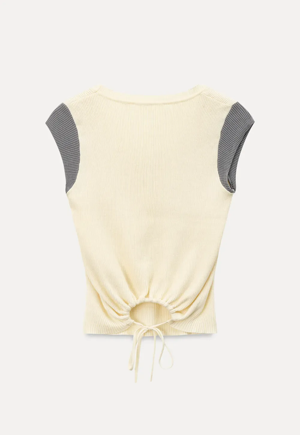 Contrast Shoulder Panel Knit Sleeveless Top