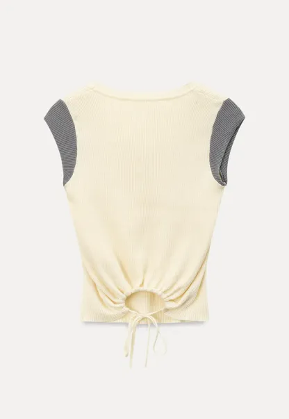 Contrast Shoulder Panel Knit Sleeveless Top