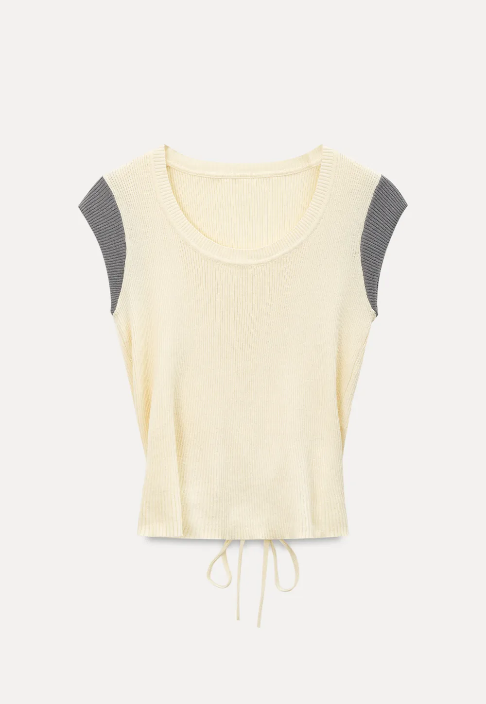 Contrast Shoulder Panel Knit Sleeveless Top