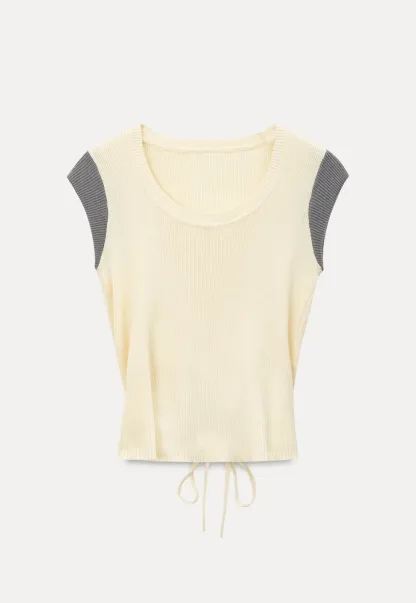 Contrast Shoulder Panel Knit Sleeveless Top