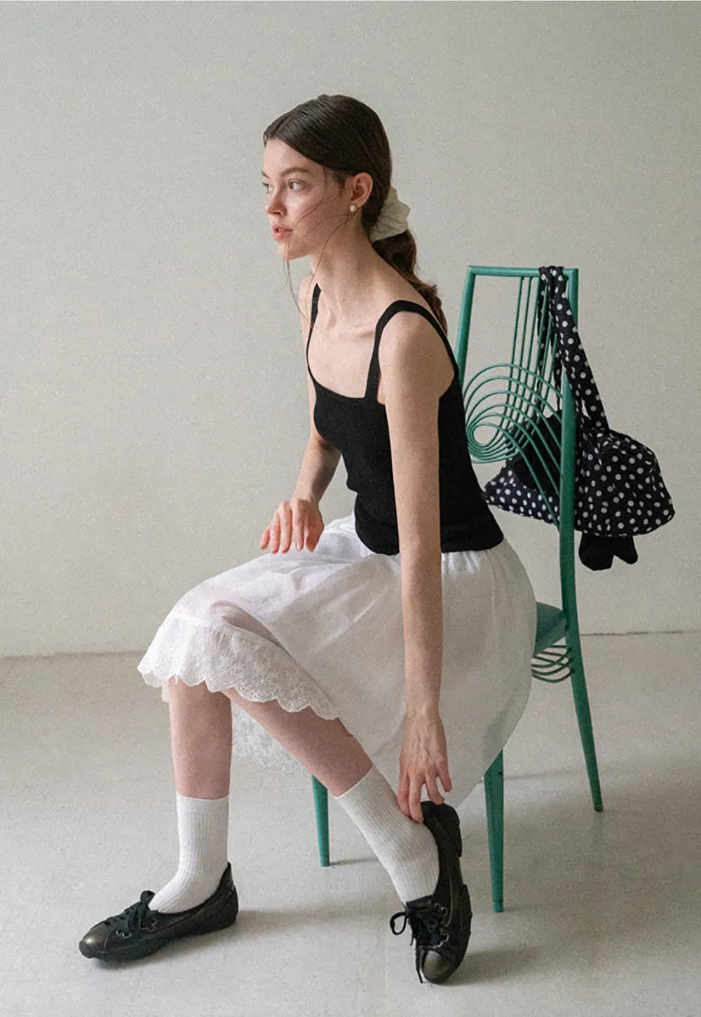 Ribbed Knit Polo Neck Short Sleeve Sweater