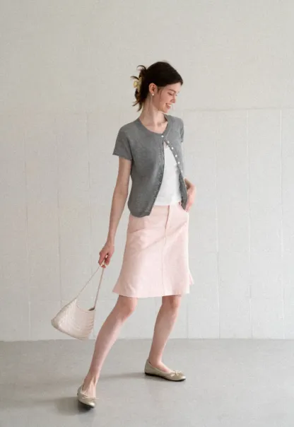 Asymmetrical Button Front Knit Sweater Short Sleeve V Neck
