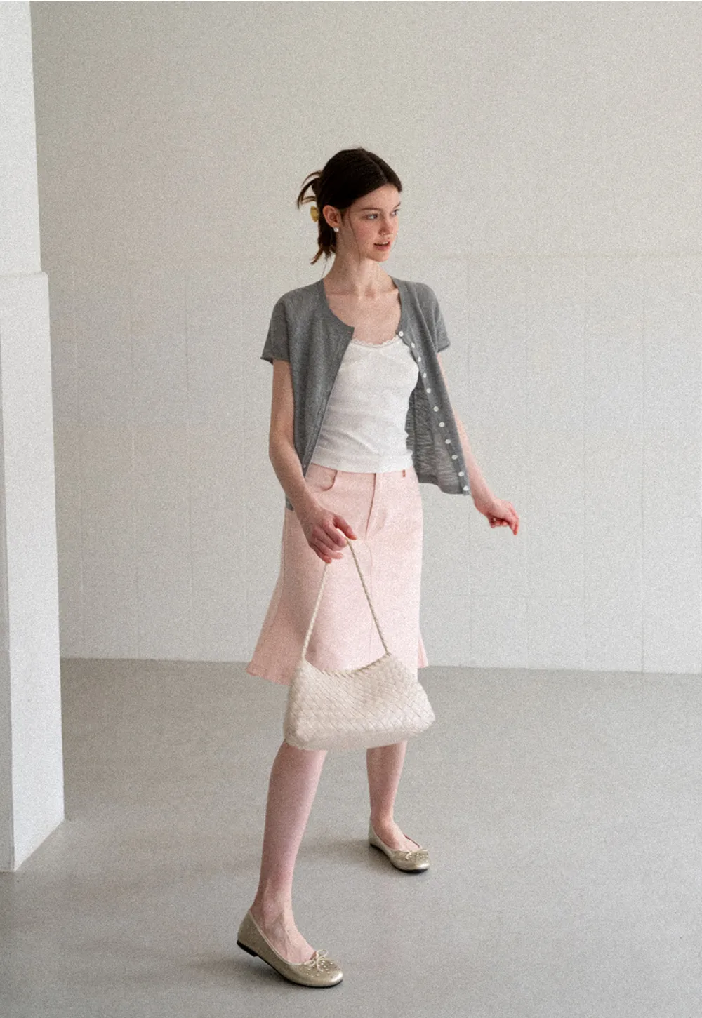 Asymmetrical Button Front Knit Sweater Short Sleeve V Neck