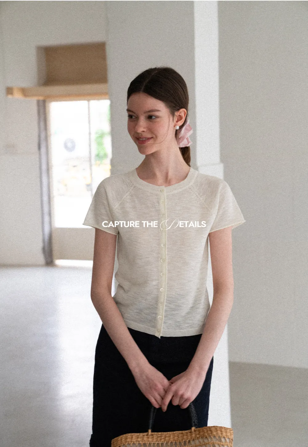 Asymmetrical Button Front Knit Sweater Short Sleeve V Neck